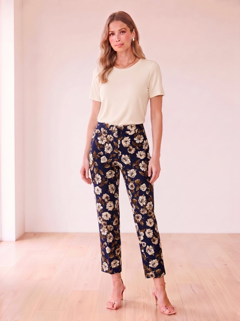 Isaac Mizrahi NEW w/o tags 24/7 Pants - 12  - Navy/Brown/Cream Ankle length